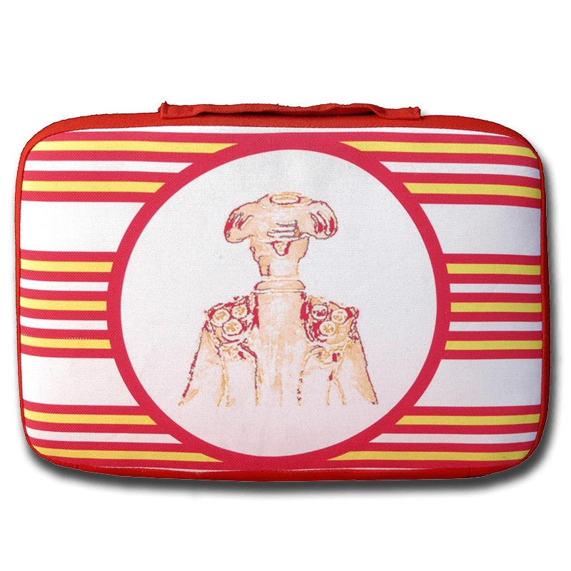tienda Belinda Carasucia diseño taurino comercio electrónico almohadillas almohadilla torero rayas rojas y amarillas TR021